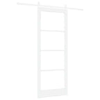 Porta Scorrevole Bianca in Legno Massello di Pino e Vetro 83 x 211 cm