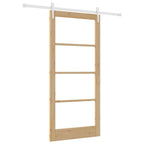 Porta Scorrevole Naturale in Legno Massello di Pino e Vetro 93 x 202 cm