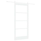 Porta Scorrevole Bianco 93 x 202 cm in Legno Massello di Pino e Vetro