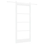 Porta Scorrevole Bianco 93 x 202 cm in Legno Massello di Pino e Vetro