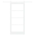 Porta Scorrevole Bianco 93 x 202 cm in Legno Massello di Pino e Vetro