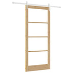 Porta Scorrevole Naturale 93 x 211 cm - Legno Massello Pino e Vetro