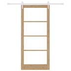 Porta Scorrevole Naturale 93 x 211 cm - Legno Massello Pino e Vetro