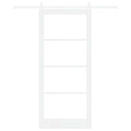 Porta Scorrevole Bianco 93 x 211 cm in Legno Massello di Pino e Vetro