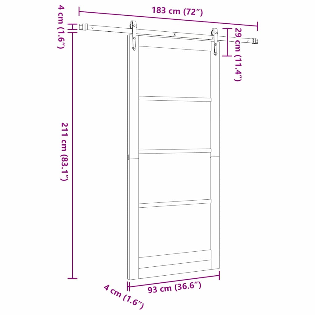 Porta Scorrevole Bianco 93 x 211 cm in Legno Massello di Pino e Vetro