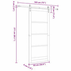 Porta Scorrevole Bianco 93 x 211 cm in Legno Massello di Pino e Vetro