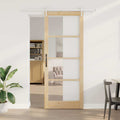 Porta Scorrevole Naturale Legno e Vetro 93 x 232 cm