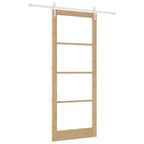 Porta Scorrevole Naturale Legno e Vetro 93 x 232 cm