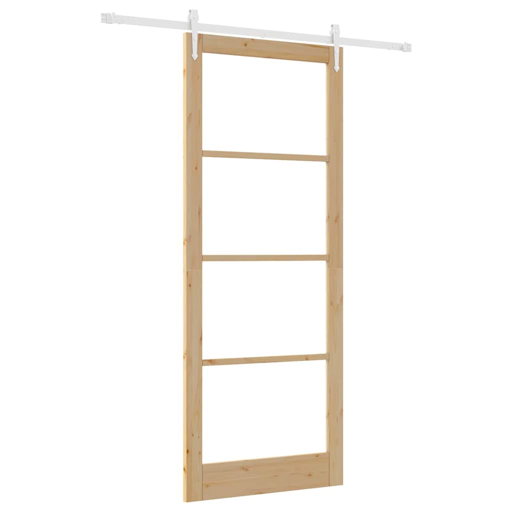 Porta Scorrevole Naturale Legno e Vetro 93 x 232 cm