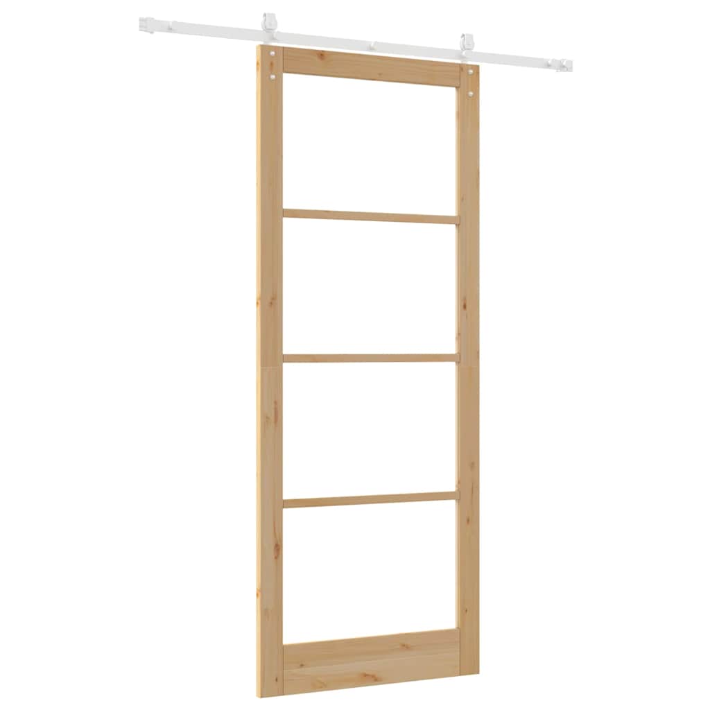 Porta Scorrevole Naturale Legno e Vetro 93 x 232 cm