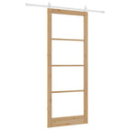 Porta Scorrevole Naturale Legno e Vetro 93 x 232 cm