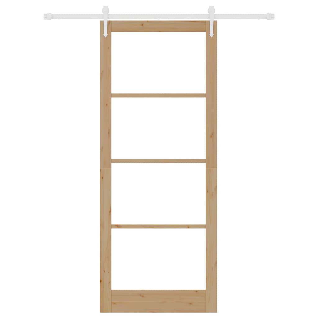 Porta Scorrevole Naturale Legno e Vetro 93 x 232 cm
