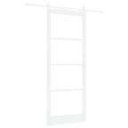 Porta Scorrevole Bianco 93 x 232 cm - Legno Massello Pino e Vetro