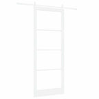 Porta Scorrevole Bianco 93 x 232 cm - Legno Massello Pino e Vetro