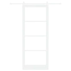 Porta Scorrevole Bianco 93 x 232 cm - Legno Massello Pino e Vetro