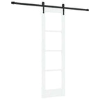 Porta Scorrevole Bianco e Nero 61 x 198,5 cm - Legno Massello di Pino e Vetro