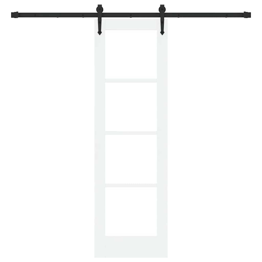 Porta Scorrevole Bianco e Nero 61 x 198,5 cm - Legno Massello di Pino e Vetro