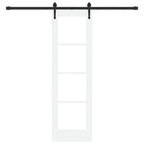 Porta Scorrevole Bianco e Nero 61 x 198,5 cm - Legno Massello di Pino e Vetro