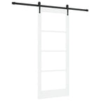 Porta Scorrevole Bianco e Nero 83 x 202 cm - Legno Massello di Pino e Vetro