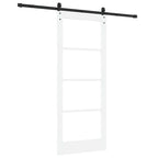 Porta Scorrevole Bianco e Nero 83 x 202 cm - Legno Massello di Pino e Vetro