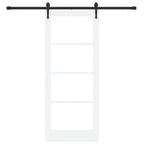 Porta Scorrevole Bianco e Nero 83 x 202 cm - Legno Massello di Pino e Vetro