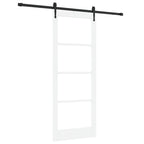 Porta Scorrevole Bianco e Nero 83 x 211 cm - Legno Massello di Pino e Vetro