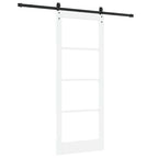Porta Scorrevole Bianco e Nero 83 x 211 cm - Legno Massello di Pino e Vetro