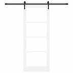 Porta Scorrevole Bianco e Nero 83 x 211 cm - Legno Massello di Pino e Vetro