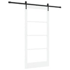 Porta Scorrevole Bianco e Nero 93 x 202 cm - Legno Massello di Pino e Vetro