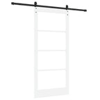 Porta Scorrevole Bianco e Nero 93 x 202 cm - Legno Massello di Pino e Vetro