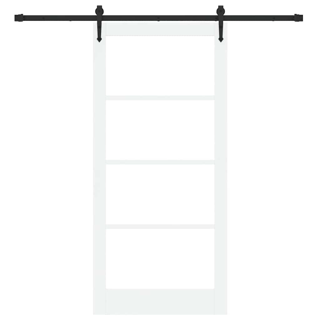 Porta Scorrevole Bianco e Nero 93 x 202 cm - Legno Massello di Pino e Vetro