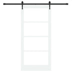 Porta Scorrevole Bianco e Nero 93 x 202 cm - Legno Massello di Pino e Vetro