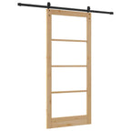 Porta scorrevole in legno di pino e vetro 93 x 211 cm naturale e nero