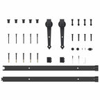 Porta Scorrevole Bianco e Nero 93 x 211 cm - Legno Massello di Pino e Vetro