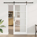 Porta Scorrevole Bianco e Nero 93 x 211 cm - Legno Massello di Pino e Vetro