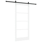 Porta Scorrevole Bianco e Nero 93 x 211 cm - Legno Massello di Pino e Vetro