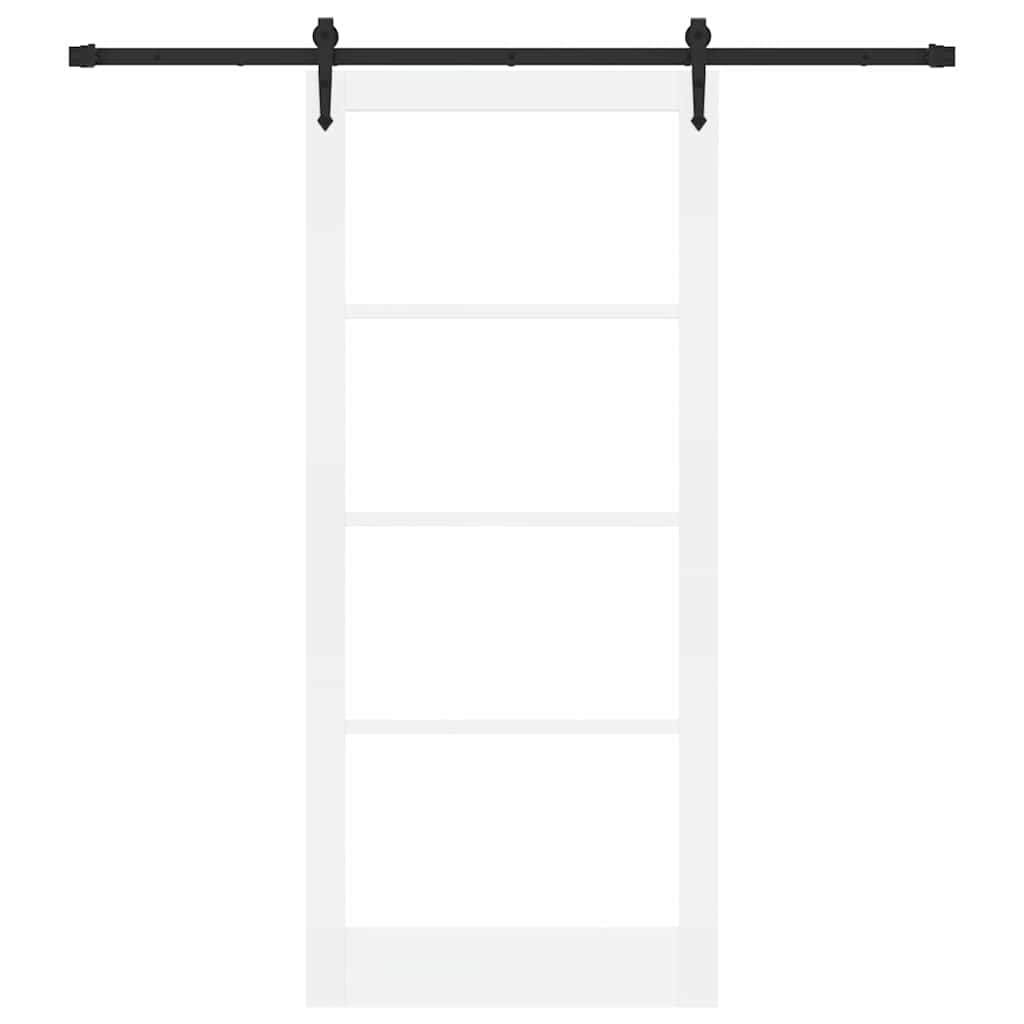 Porta Scorrevole Bianco e Nero 93 x 211 cm - Legno Massello di Pino e Vetro