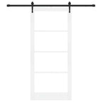 Porta Scorrevole Bianco e Nero 93 x 211 cm - Legno Massello di Pino e Vetro