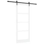 Porta Scorrevole Bianco e Nero 93 x 232 cm - Legno Massello di Pino e Vetro