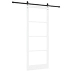 Porta Scorrevole Bianco e Nero 93 x 232 cm - Legno Massello di Pino e Vetro