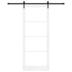 Porta Scorrevole Bianco e Nero 93 x 232 cm - Legno Massello di Pino e Vetro