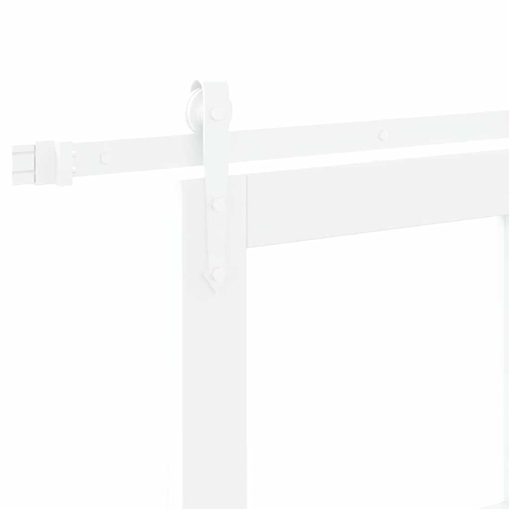 Porta Scorrevole Bianco 61 x 198,5 cm Legno Massello Pino e Vetro