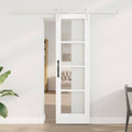 Porta Scorrevole Bianco 61 x 198,5 cm Legno Massello Pino e Vetro