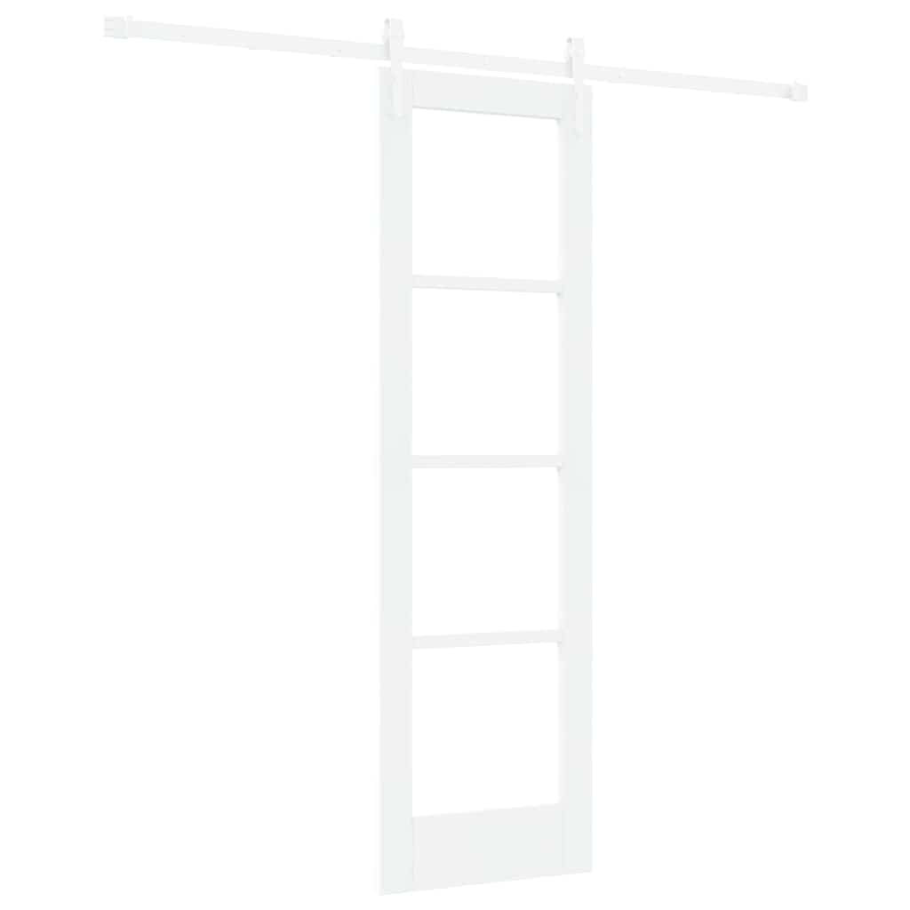 Porta Scorrevole Bianco 61 x 198,5 cm Legno Massello Pino e Vetro