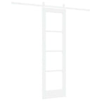 Porta Scorrevole Bianco 61 x 198,5 cm Legno Massello Pino e Vetro