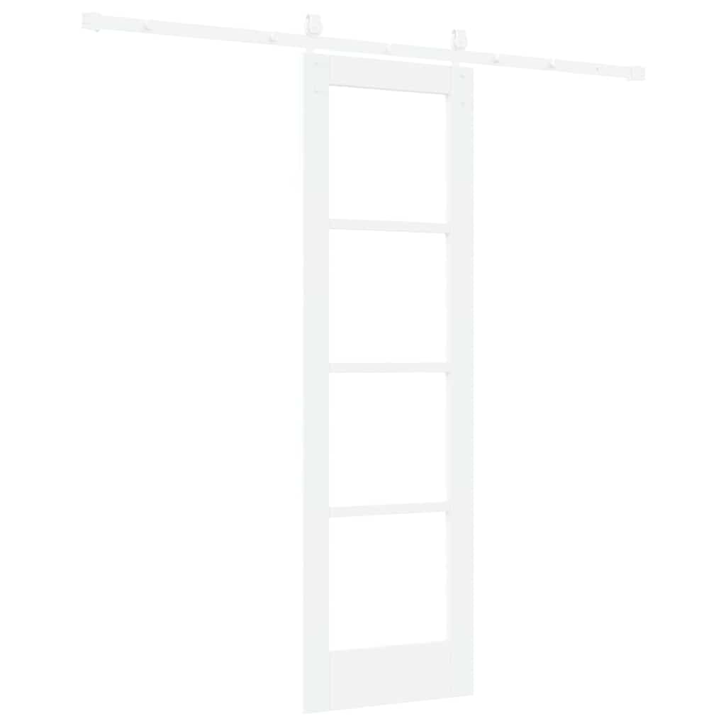 Porta Scorrevole Bianco 61 x 198,5 cm Legno Massello Pino e Vetro