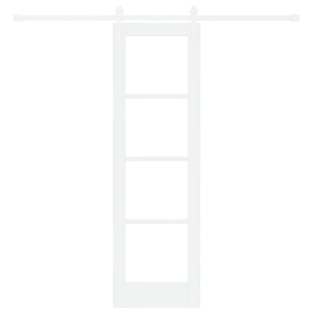 Porta Scorrevole Bianco 61 x 198,5 cm Legno Massello Pino e Vetro