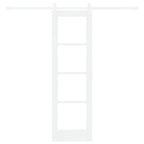 Porta Scorrevole Bianco 61 x 198,5 cm Legno Massello Pino e Vetro