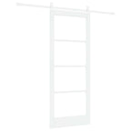 Porta Scorrevole Bianco 83 x 202 cm - Legno Massello di Pino e Vetro