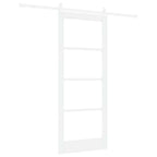 Porta Scorrevole Bianco 83 x 202 cm - Legno Massello di Pino e Vetro